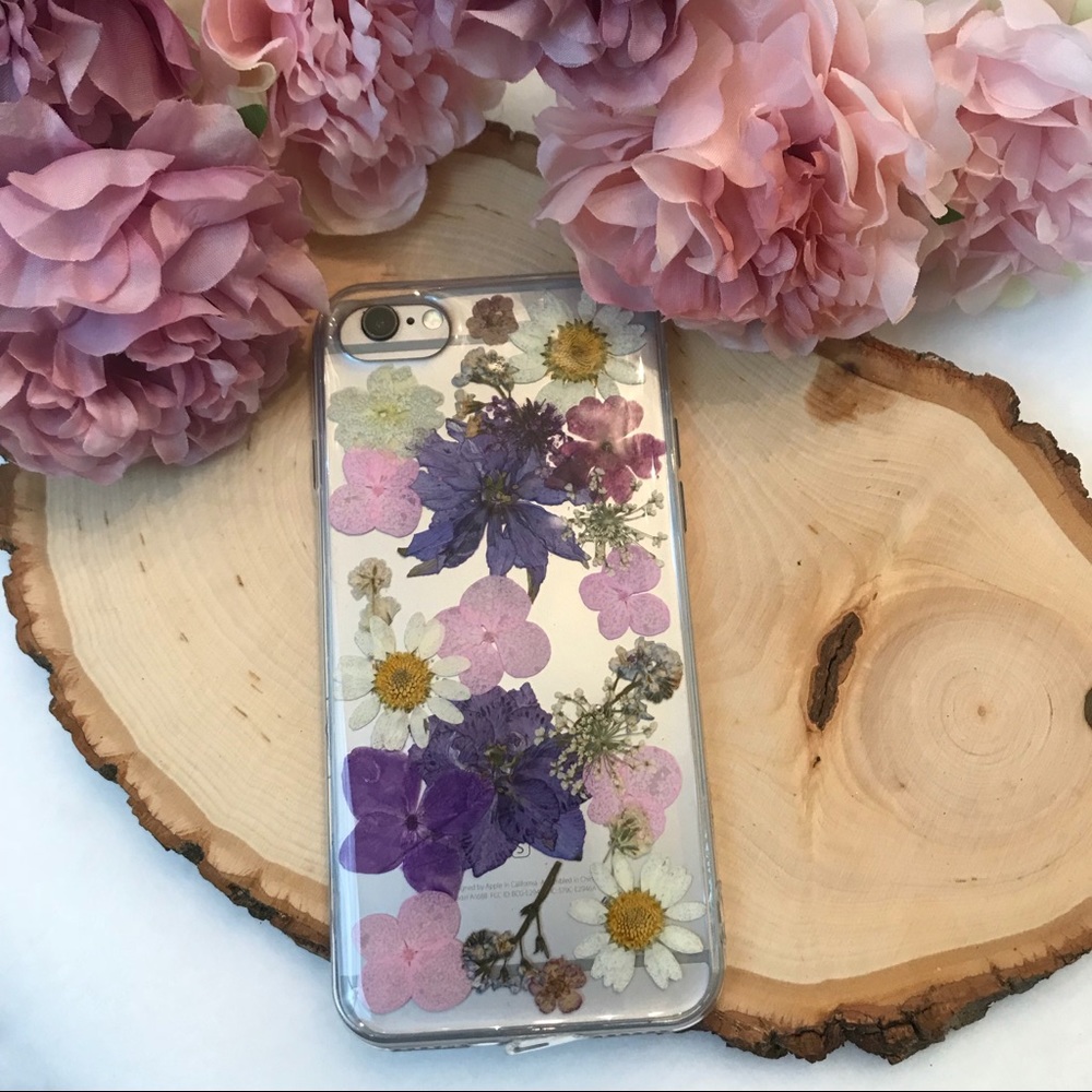 Beautiful Hand Pressed Pink and Purple Flower iPhone Case - Picture 4 of 6